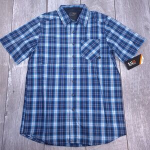 5.11 Tactical Breaker Shirt Mens Small Blue Plaid Short Sleeve Button Down 71368